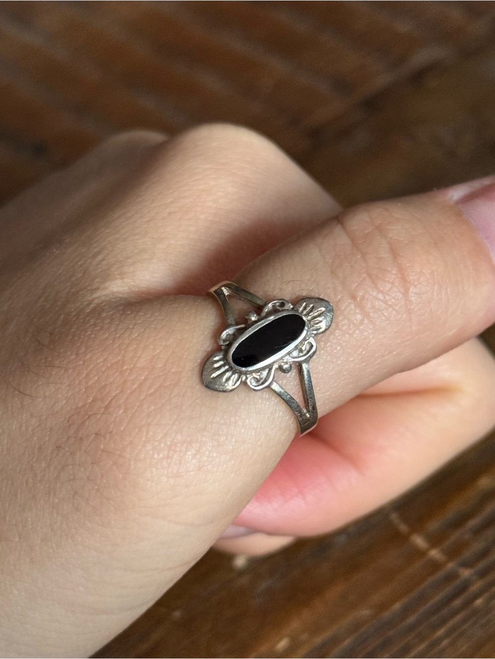 Sterling Silver Black Onyx Oval Ring - Elegant Women's Jewelry